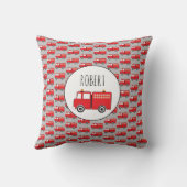Red Fire Truck Patroon Gepersonaliseerd naam Kussen (Achterkant)