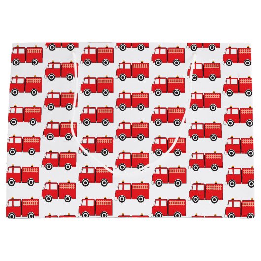 Red Fire Truck Patroon Groot Cadeauzakje (Voorkant)