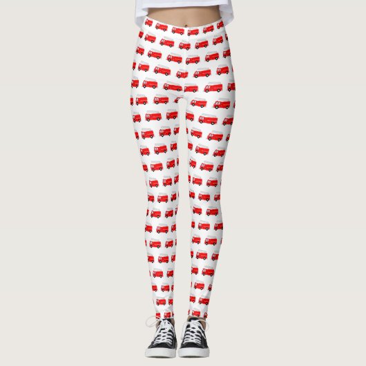 Red Fire Truck Patroon Leggings (Voorkant)