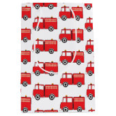 Red Fire Truck Patroon Medium Cadeauzakje (Voorkant)