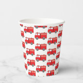Red Fire Truck Patroon Papieren Bekers (Achterkant)