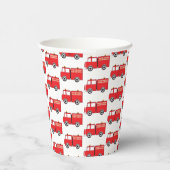 Red Fire Truck Patroon Papieren Bekers (Rechts)