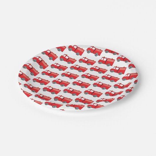 Red Fire Truck Patroon Papieren Bordje (Gekanteld)