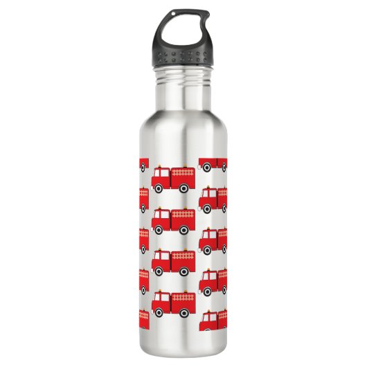 Red Fire Truck Patroon Waterfles (Voorkant)