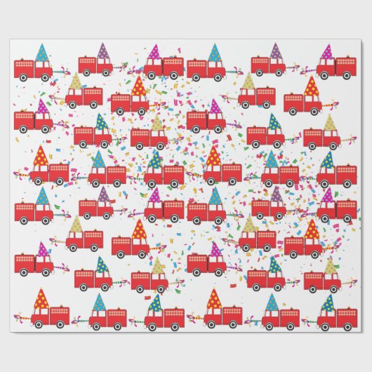 Red Fire Truck Pattern Cadeaupapier (Vlak)
