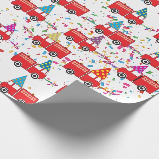 Red Fire Truck Pattern Cadeaupapier (Hoek)