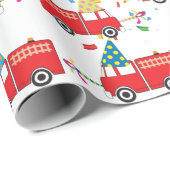Red Fire Truck Pattern Cadeaupapier (Rol Hoek)