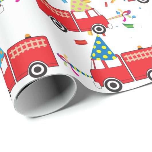 Red Fire Truck Pattern Cadeaupapier (Rol Hoek)