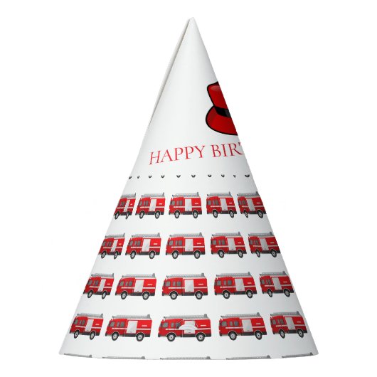 Red Fire Truck Pattern Feesthoedjes (Links)