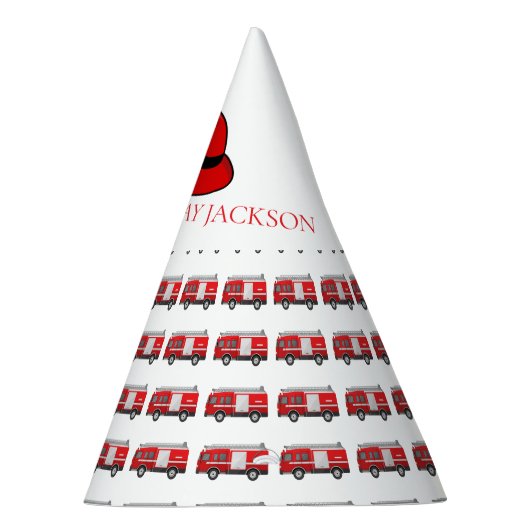 Red Fire Truck Pattern Feesthoedjes (Rechts)