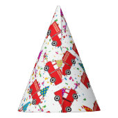 Red Fire Truck Pattern Feesthoedjes (Achterkant)