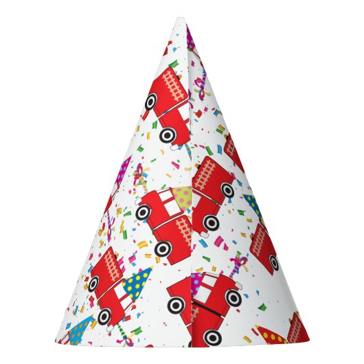 Red Fire Truck Pattern Feesthoedjes (Achterkant)