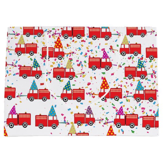 Red Fire Truck Pattern Groot Cadeauzakje (Voorkant)