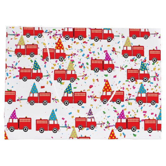 Red Fire Truck Pattern Groot Cadeauzakje (Achterkant)