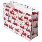 Red Fire Truck Pattern Groot Cadeauzakje (Achterkant Gekanteld)