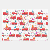 Red Fire Truck Pattern Inpakpapier Vel (Voorkant 2)
