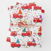 Red Fire Truck Pattern Inpakpapier Vel (In situ)