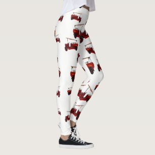 Red Fire Truck Pattern Leggings
