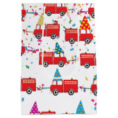 Red Fire Truck Pattern Medium Cadeauzakje (Achterkant)