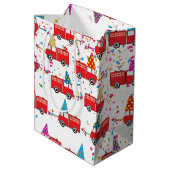 Red Fire Truck Pattern Medium Cadeauzakje (Achterkant Gekanteld)