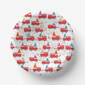 Red Fire Truck Pattern Papieren Kommen (Voorkant)
