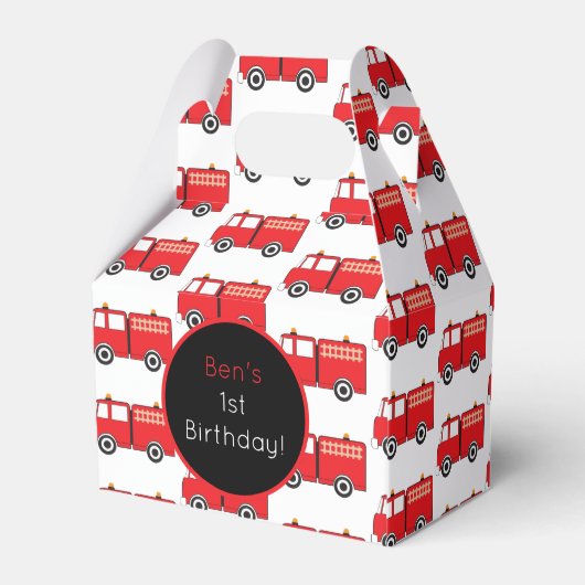 Red Fire Truck Pattern Persoonlijk Bedankdoosjes (Achterkant)