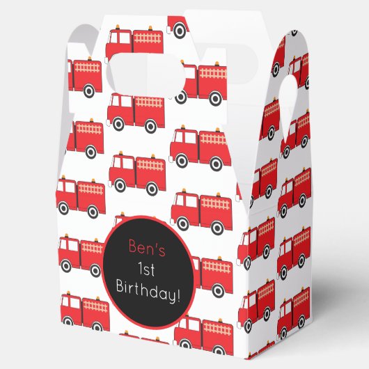 Red Fire Truck Pattern Persoonlijk Bedankdoosjes (Geopend)