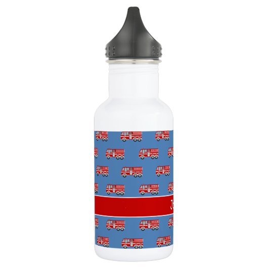 Red Fire Truck Pattern Persoonlijke jongen Waterfles (Links)