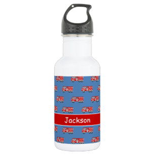 Red Fire Truck Pattern Persoonlijke jongen Waterfles