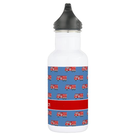 Red Fire Truck Pattern Persoonlijke jongen Waterfles (Rechts)