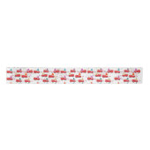 Red Fire Truck Pattern Satijnen Lint (Voorkant)