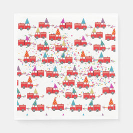 Red Fire Truck Pattern Servet