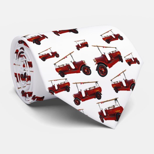 Red  Fire Truck Pattern Stropdas (Opgerold)
