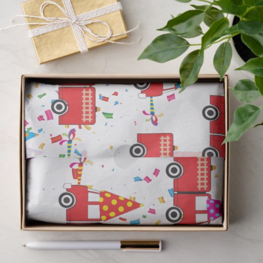 Red Fire Truck Pattern Tissuepapier (Geschenk)