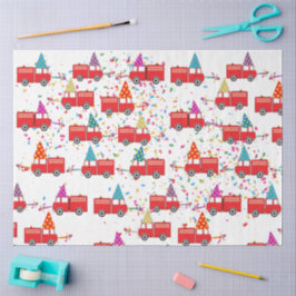 Red Fire Truck Pattern Tissuepapier