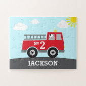 Red Fire Truck Persoonlijke puzzle Legpuzzel (Horizontaal)