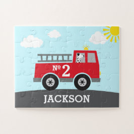 Red Fire Truck Persoonlijke puzzle Legpuzzel