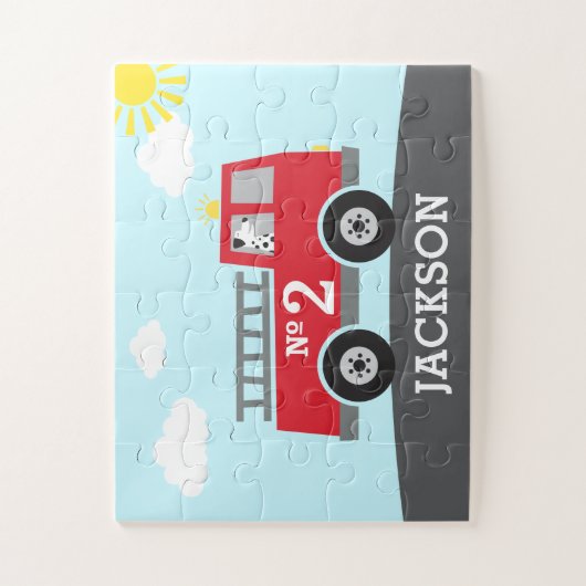 Red Fire Truck Persoonlijke puzzle Legpuzzel (Verticaal)