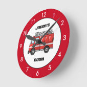 Red Fire Truck Persoonlijke  Ronde Klok (Hoek)