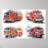 Red Fire Truck Poster (Voorkant)