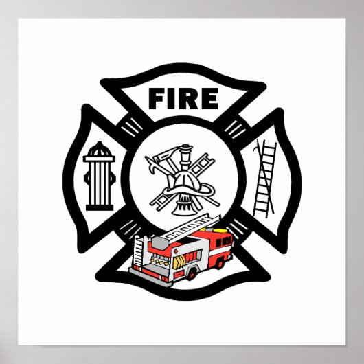 Red Fire Truck Rescue Poster (Voorkant)