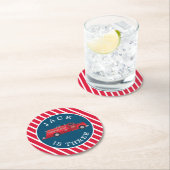 Red  Fire Truck Ronde Kartonnen Onderzetter (Insitu)