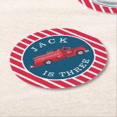 Red  Fire Truck Ronde Kartonnen Onderzetter (Gebogen)