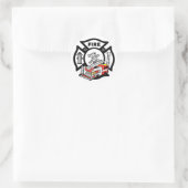 Red Fire Truck Ronde Sticker (Tas)