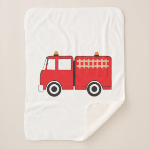 Red Fire Truck Sherpa Deken