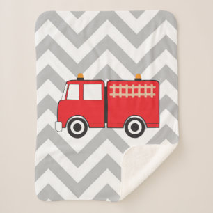 Red Fire Truck Sherpa Deken