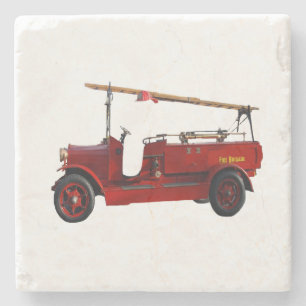 Red Fire Truck Stenen Onderzetter