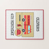 Red Fire Truck | Thema Kids Verjaardagsfeestje Pos Legpuzzel (Horizontaal)