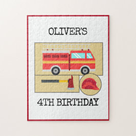 Red Fire Truck | Thema Kids Verjaardagsfeestje Pos Legpuzzel