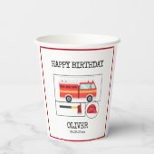 Red Fire Truck | Thema Kinderen Verjaardag Papieren Bekers (Achterkant)